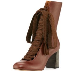 Chloe Harper brown leather lace up ankle boots